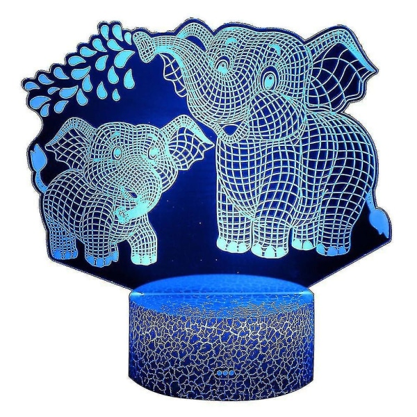 Elephant 3d Night Light til børn 3d lampe med 16 farver skiftende fjernbetjening elefantlegetøj