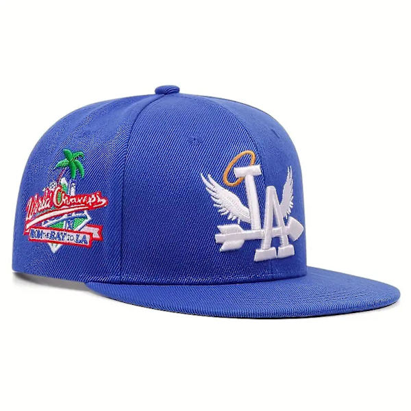 Vinget brev broderi baseball kasket hip hop åndbar snapback hatte ensfarvet (justerbar, hvid)