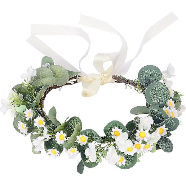 Bröllop Boho Blomsterkrona Flickblomma Hårband Blomstergirlang Dagsfest Krans Hår Blomster Hårband Blomsterkrans