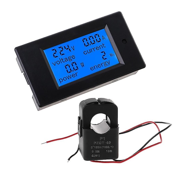 LCD-display digital multimeter, amperemätare, voltmeter, ström, spänning, effekt, energi