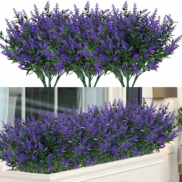 9 St??ngel Faux Lavendel Lila Falsk växt Lila blommor för hemmottagning Kontors altaninredning eller gör-det-själv-bröllopsinredning
