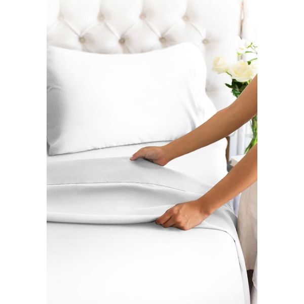 Queen size lakanset - Andningsbart & kylande - Hotell lyx sängkläder - Extra mjukt - Djupa fickor - Lätt att passa - 4-delat set - Rynkfri - Bekväm Whi