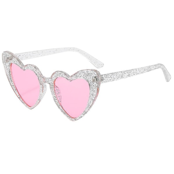 Hjertesolbriller til kvinder Indfattede tynde metalstel Hjerteformede solbriller (1 stk, lyserød)