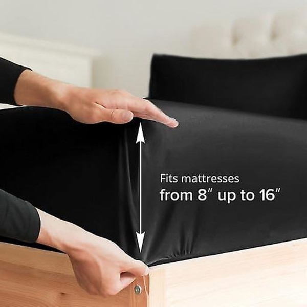 King Size Lagensett - Åndbare og kølende lagner - Hotel Luksus Sengelinned - Ekstra blødt - Dybe lommer - Nem pasform - 4-delt sæt - Krølfrit - Komf