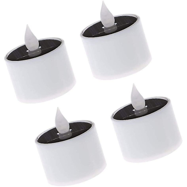 Solcellslampa: Set med 4 solcells-LED-värmeljus, IP65, vit