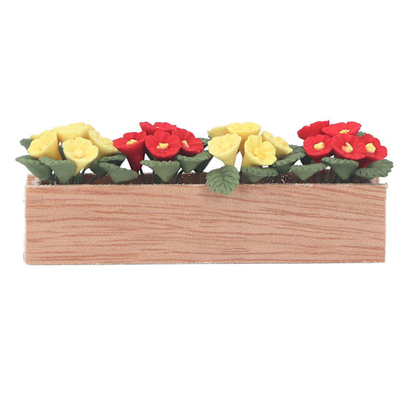 1:12 Dockhus Blomsterrabatt Trä Harts Miniatyr Bonsai för Fönsterbräda Balkong Dockhus Dekor