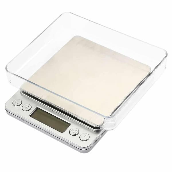 I2000 3Kg 0.1G Mini Digitalvægt i rustfrit stål med platform og bakke