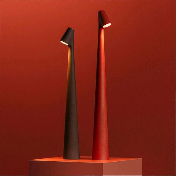 Elegant slank konisk stilk bordlampe Bærbar dimbar Led Sculpting Light 2024 Ny (13,8 tommer, svart)