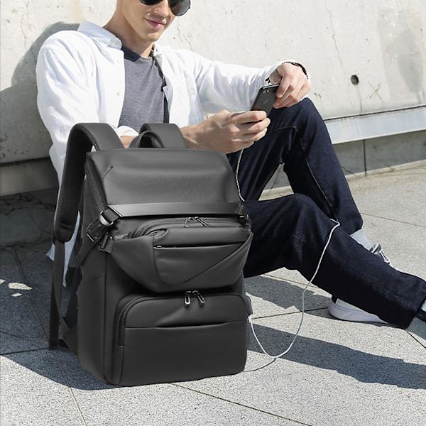 Lätt affärsryggsäck High Tech Ryggsäck Hållbar Handbagage Casual Daypacks Svart