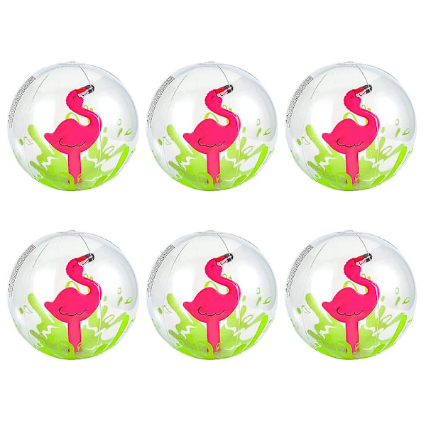 6 stk 3D strandballer oppblåsbare strandballer krabbe flamingo enhjørning tema strandballer bassengleketøyballer