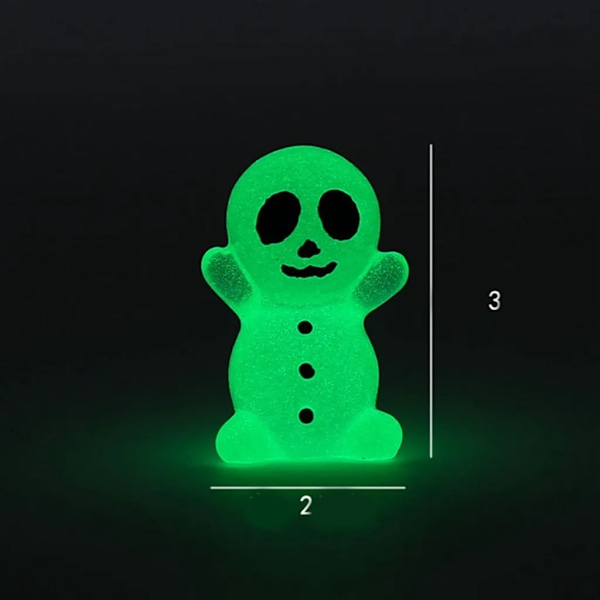 8 st Mini Luminous Resin Halloween Dekorationer, Lysande Spöke och Skelett Dekor