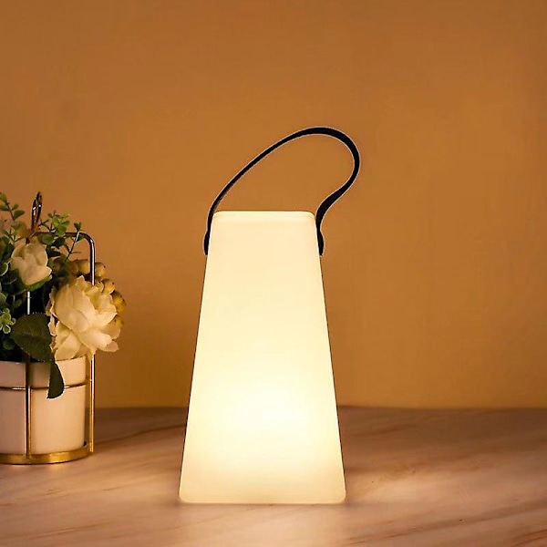 8-farget LED oppladbar bordlampe, hvit, trapesformet