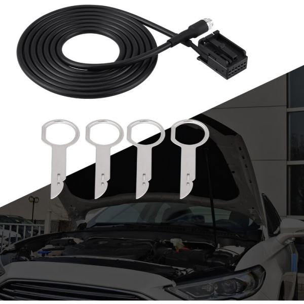 6000 CD MP3 Audio Input Aux-kabeladapter för Ford Focus Mondeo med nycklar för att ta bort verktyg