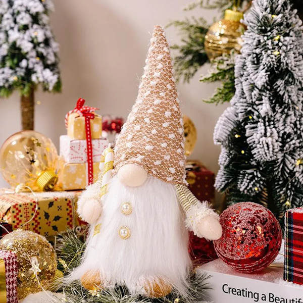 2x Juldekoration Elf Gnome Svenska Tomten Jultomte med LED