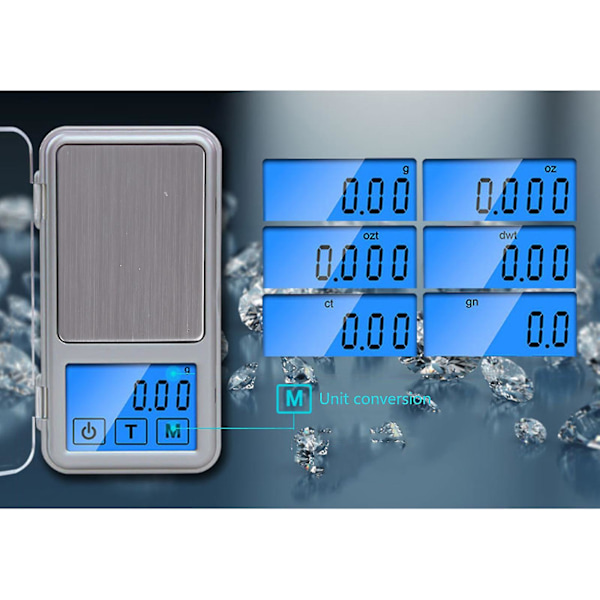 Bärbar köksvåg med skyddande lock LCD-bakgrundsbelysning 500gx0.1g