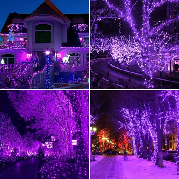 Halloween dekorasjonslys, 20M 200 LED lilla julelys