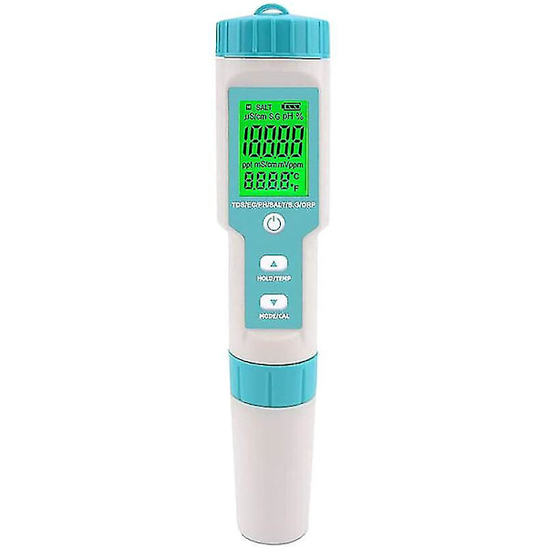 ORAPXI Pool Salinity Tester 5 in 1 Digital Saltwater pH ja suolapitoisuuden mittari Pool pH ja suolapitoisuuden testilahja perheelle / ystävälle ssxj