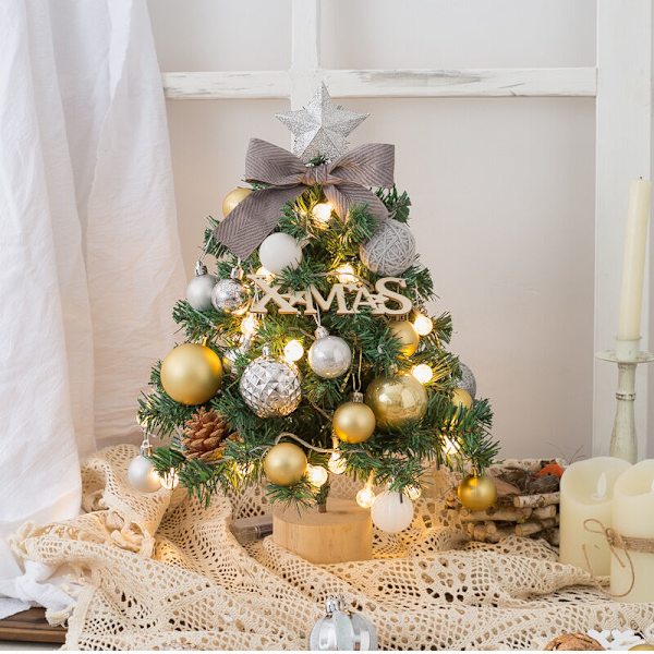 1 st Mini Julgran Jul Dekoration Tillbehör Julgran 45cm Ljussatt Gran