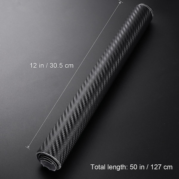 3D Carbon Fiber Wrap Roll DIY -tarra autojen sisustukseen 30x127cm (musta) (30x127cm, musta)