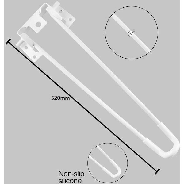 Fällbara bordsben 4-pack Fällbara hårnålsbordsben 52 cm höjd Vit Högbelastning Lätt att installera Fällbart soffbord Ben