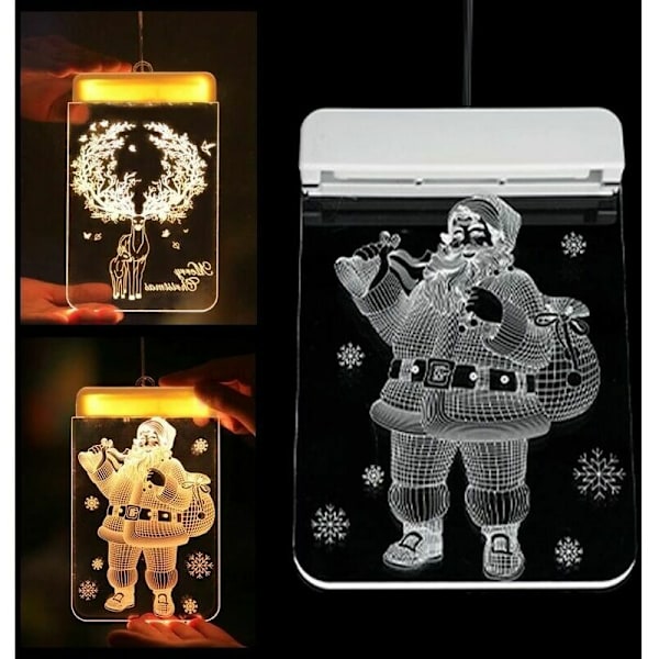 LED-sugljus 3D dörr och fönster jultomte älg klockor julbelysning LED-slingor snöflinga nyår ekonomisk