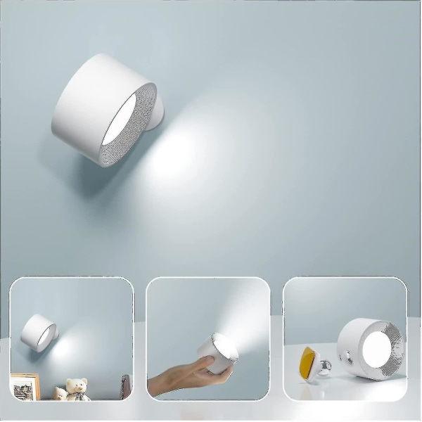 Indendørs væglampe, berøringsled væglampe med usb-opladningsport berøringskontrol, 3 lysstyrkeniveauer 3 temperaturer 360 roterbar sengelampe til soveværelse
