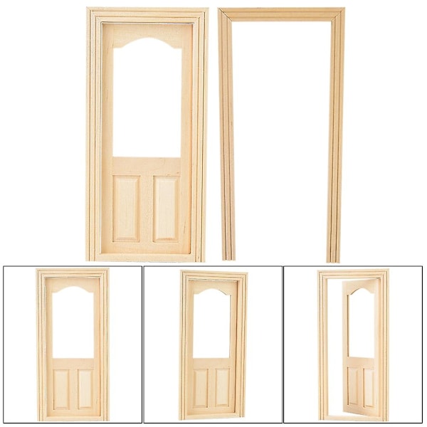 Mini-simulaatio puinen DIY-ovi huonekalut 1:12 nukketalotarvikkeisiin