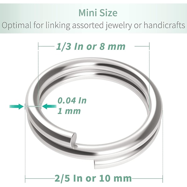 100 st 10 mm Mini Split Hoppa Ringar Med Dubbla Loopar Små Metall Ringar Anslutningar För Smycken, Halsband, Armband, Örhängen, Hantverk, Prydnader An