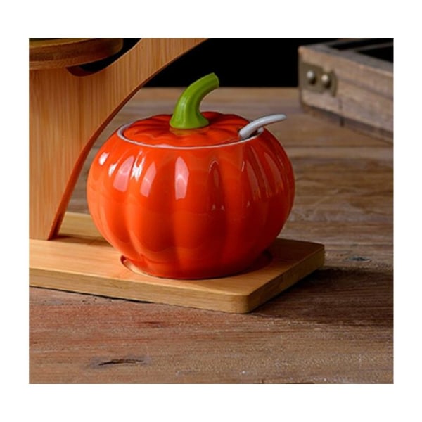 Kryddburkar Kryddburkar Pumpakryddbehållare Kryddbehållare med skedlock och ställ (orange)