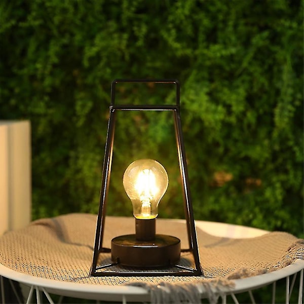 Retro stil geometrisk bordslampa 30 cm hög enkel järnkonst sladdlös lampa batteridriven lampa bur
