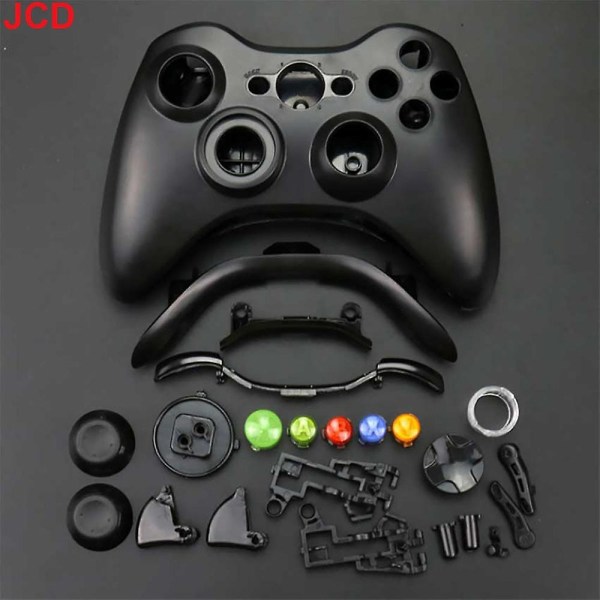 Jcd trådlös spelkontroll för Xbox 360 case Gamepad Cover komplett set med knappar Analog Stick Bumpersblack