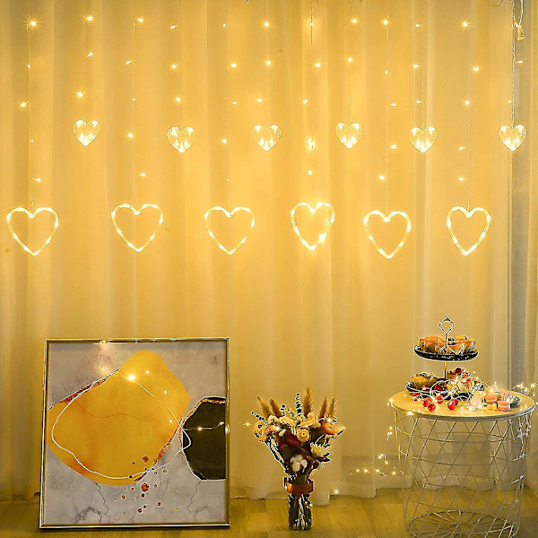 Hjärtformade LED-ljusslingor Alla hjärtans dag, Alla hjärtans dag hängande ljusslingor, anslutningsbara 8 blinkande lägen fönsterljus