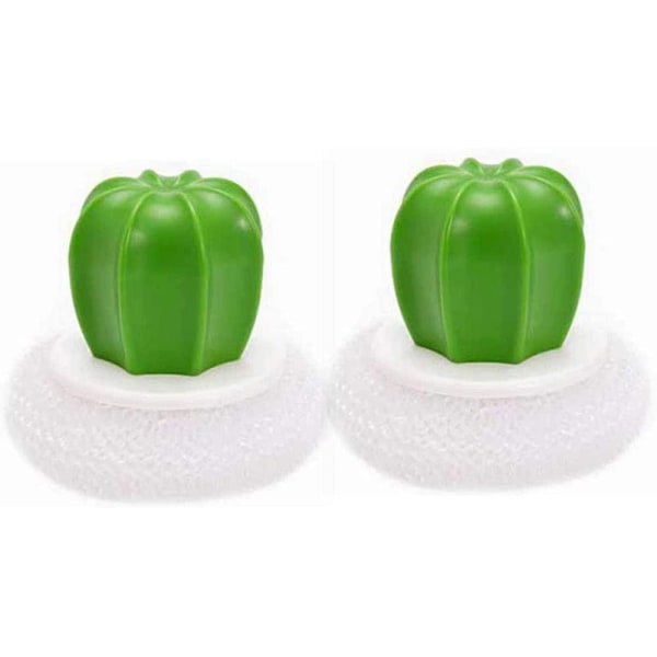 2-pack kreativa kaktusformade köksborstar med svart plasthandtag