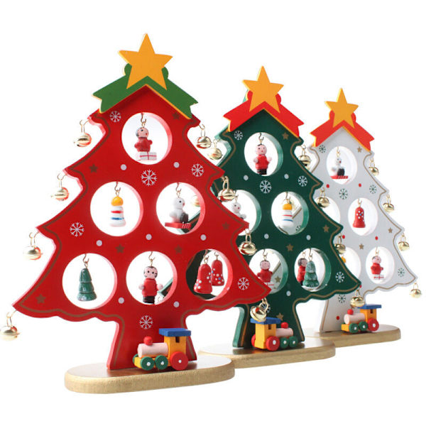 Julgran Mini Julgran i trä med hängande prydnad (Vit)