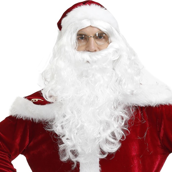 Smiffys Santa tillbehörssats, vit, med peruk och skägg