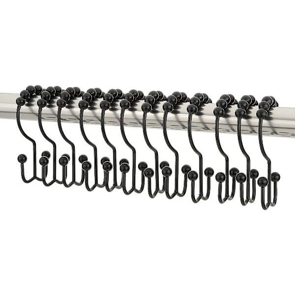 12 rustfrie bruseforhængsringe i rustfrit stål, metalbruseforhængsringe i sort 3,57,7 cm