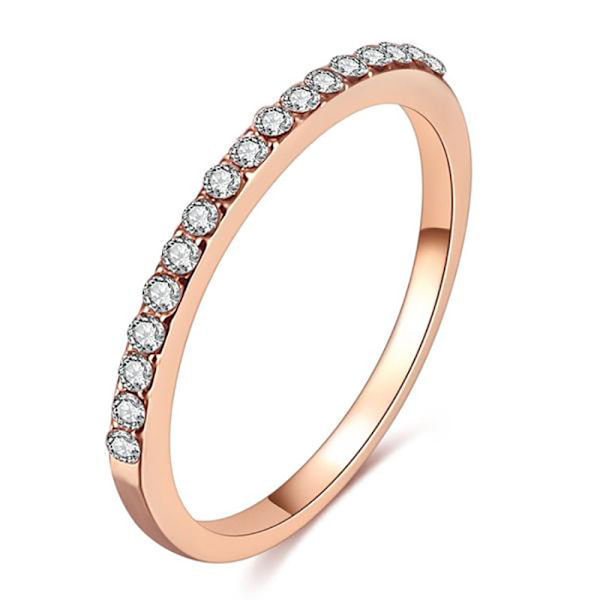 Minimalistisk damring med mikroinlagd zirkon Rosa guld 9#