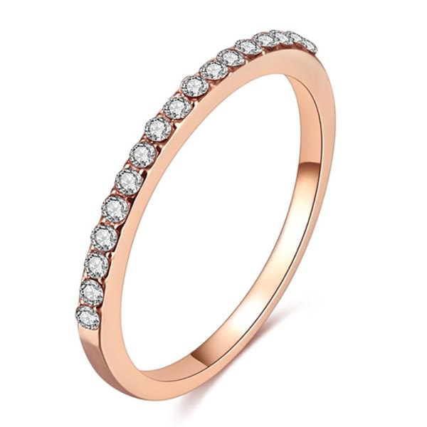Minimalistisk damring med mikropavad zirkon Rosa guld 7#