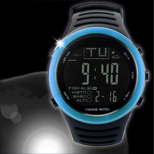 Watch Vattentät bakgrundsbelysning Multifunktionell höjdmätare watch för utomhusfiske (blå)