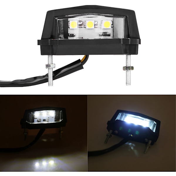 12V Universal Motorcykel LED-skyltbelysning Bakre Bakljus Vit