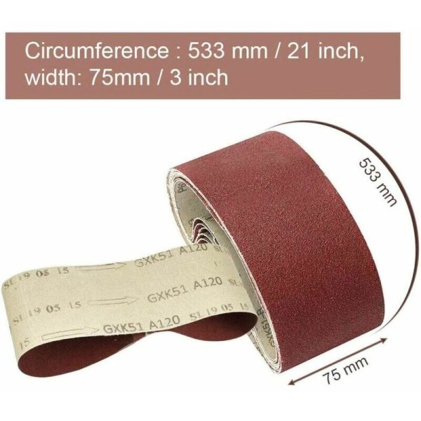 30-pack slipband, 75 x 533 mm tygduk slipband 40/60/80/120/180/240 korn aluminiumoxid sandpapper kraftfil band för Bosch bandslipmaskiner