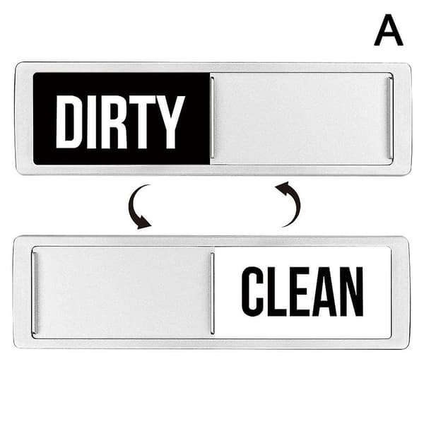 Diskmedelskylt Clean Dirty Sign som visar om disken är ren eller smutsig (silver)