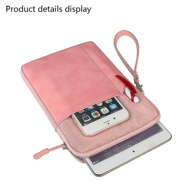 8 tommer tablet sleeve etui kompatibel med Samsung Ipad tablet læder etui liner taske anti-fald beskyttende cover（Pink-8 tommer）