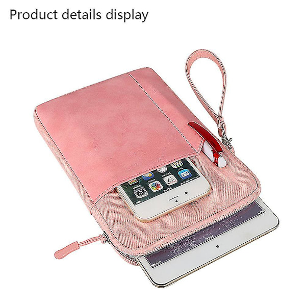 8-tommers nettbrett-etui kompatibelt med Samsung Ipad nettbrett lærveske fôrpose anti-fall beskyttende deksel（Rosa-8 tommer）