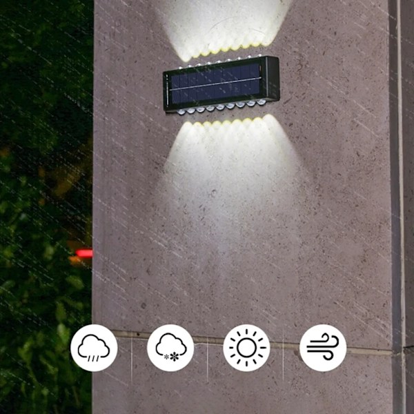 LED solcellslampor staketlampa 10 LED vägglampor trädgårdslampa utomhus trapplampa, solcellslampa staketlampa (vitt ljus)