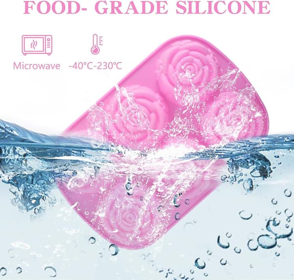 2 stk Rose Silikonform 6-hulrom, Roseformet Multifunksjonell Silikonform, Kake Sha