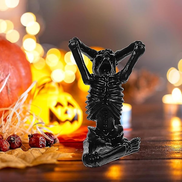 Mike Halloween Dekoration Yoga Skull Statuer, lille harpiks skulptur håndværk skelet karakteristisk modellering dekoration ornamenter til stuen, soveværelset