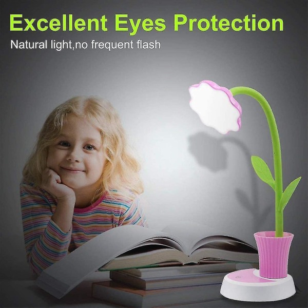 Sengelampe til børn, Creative Led Genopladelig Bordlampe Øjenbeskyttelse Touch Sensor Bordlampe