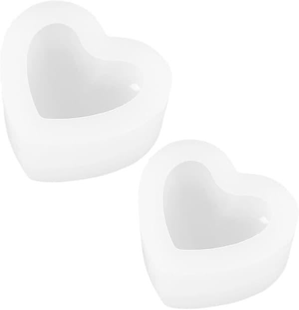 2 PCS 3D Kjærlighetsform Fleksibel Hjerteform Silikonform Silikonformer 3D Hjerte