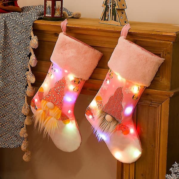 Julstrumpa 2-pack 18\" Stor Gnome LED-lampa